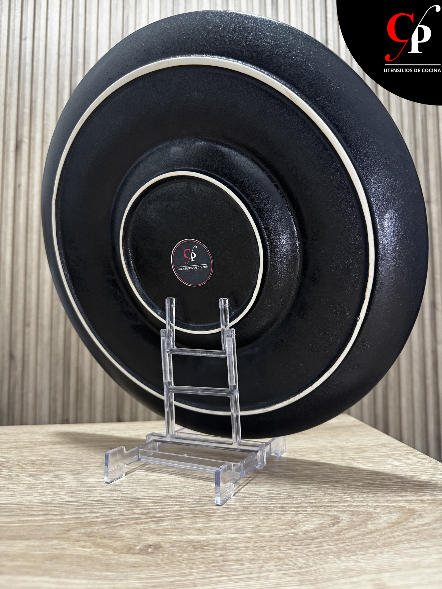 Plato Pastero Plano Tipo Laja Negro 36 CM
