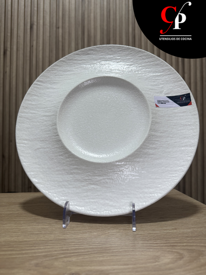 Plato Pastero Plano Tipo Laja Blanco 30 CM