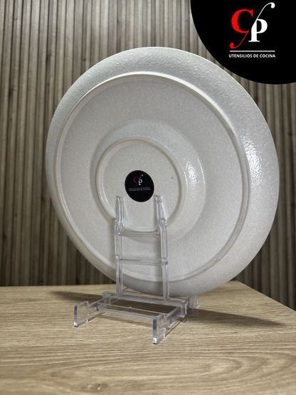 Plato Pastero Plano Tipo Laja Blanco 30 CM