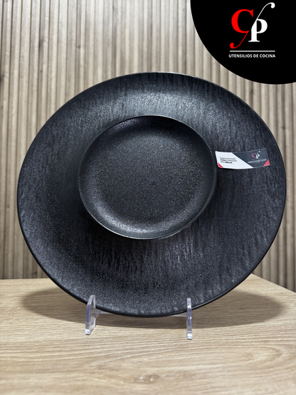Plato Pastero Plano Tipo Laja Negro 30 CM
