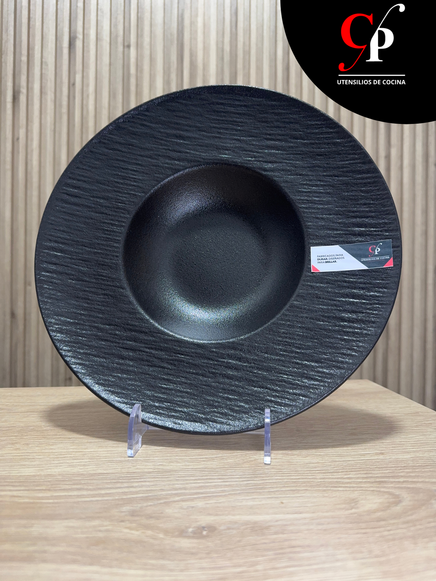 Plato Pastero Tipo Laja Negro 30CM
